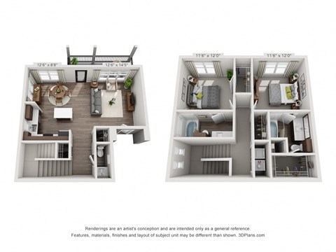 2 bedroom floor plan  the crossings at city center apartments